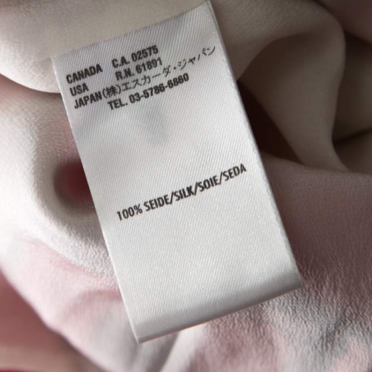 Pre Owned Escada Pink and White Abstract Print Silk Sleeveless Tie Up Dress M