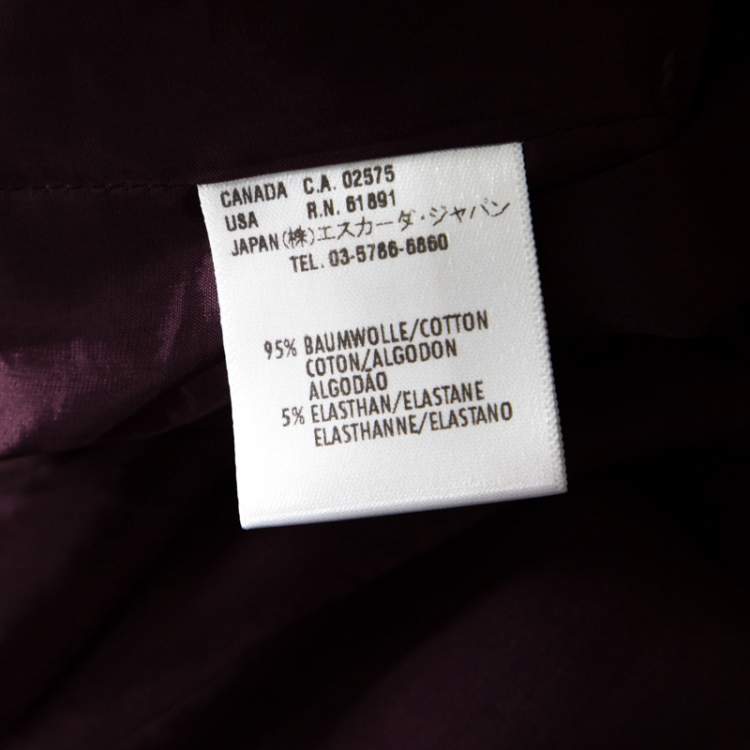 Pre Owned Escada Purple Cotton Stretch Pleated Bodice Detail Sleeveless Pencil Dress M