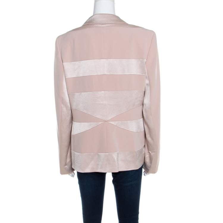 Pre Owned Escada Blush Pink Crepe Paneled Single Button Birma Blazer XL
