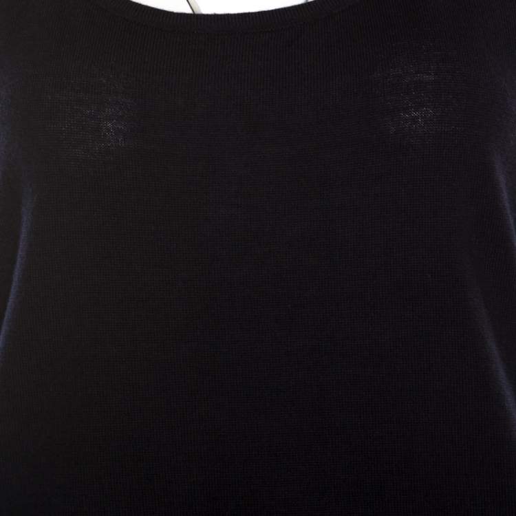 Pre Owned Escada Navy Blue Rib Knit Wool Sleeveless Stellas Top M