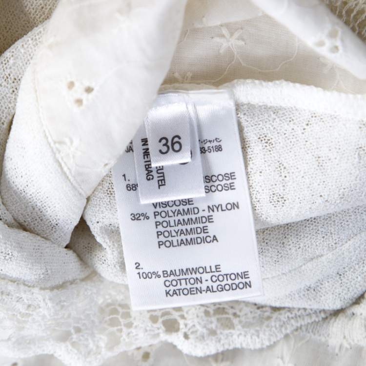 Pre Owned Escada Off White Multi Lace Paneled Long Sleeve Cardigan M