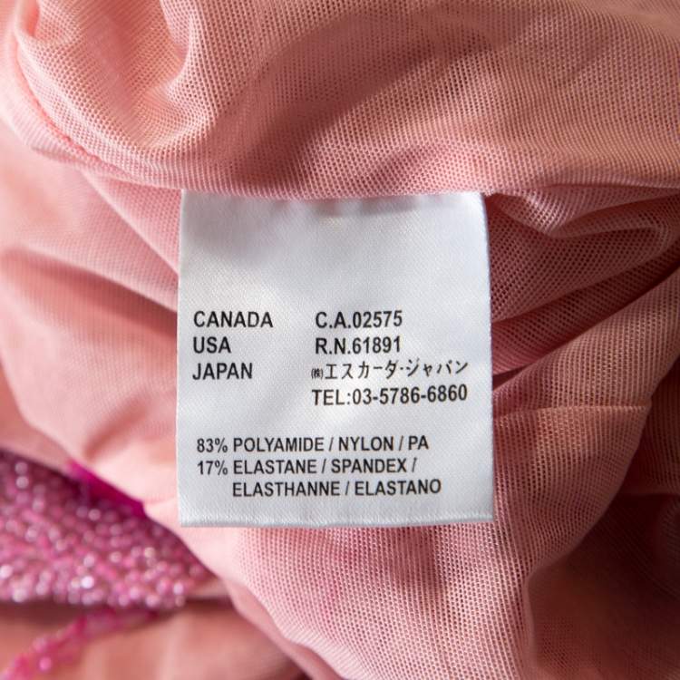Pre Owned Escada Pink Tulle Overlay Floral Embellished Off Shoulder Blouse L