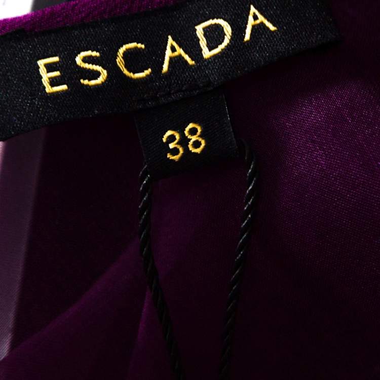 Pre Owned Escada Amethyste Purple Sheer Silk Sleeveless Norga Layered Top M