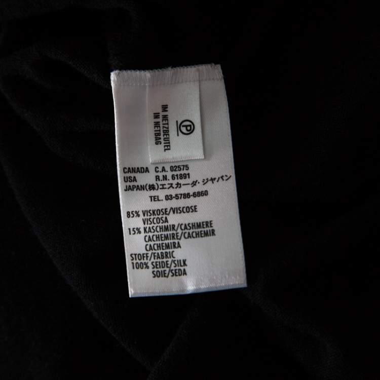 Pre Owned Escada Black Stretch Knit Embellished Waterfall Sleeve Top M