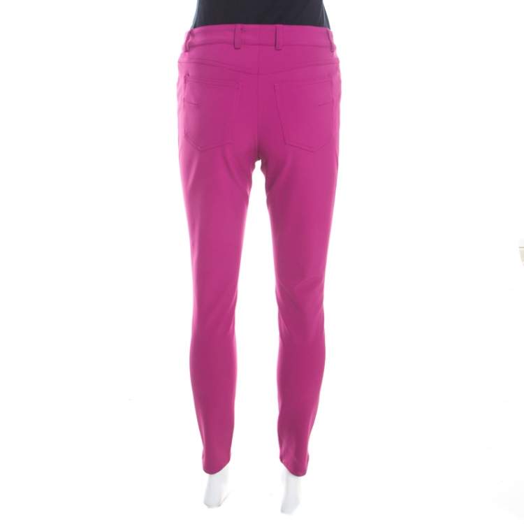 Pre Owned Escada Tourmaline Pink Stretch Crepe Tailored Tygan Trousers XL