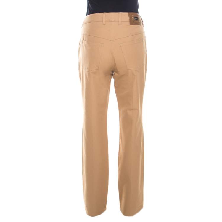Pre Owned Escada Brass Brown Stretch Denim High Rise Straight Leg Tessa Jeans M