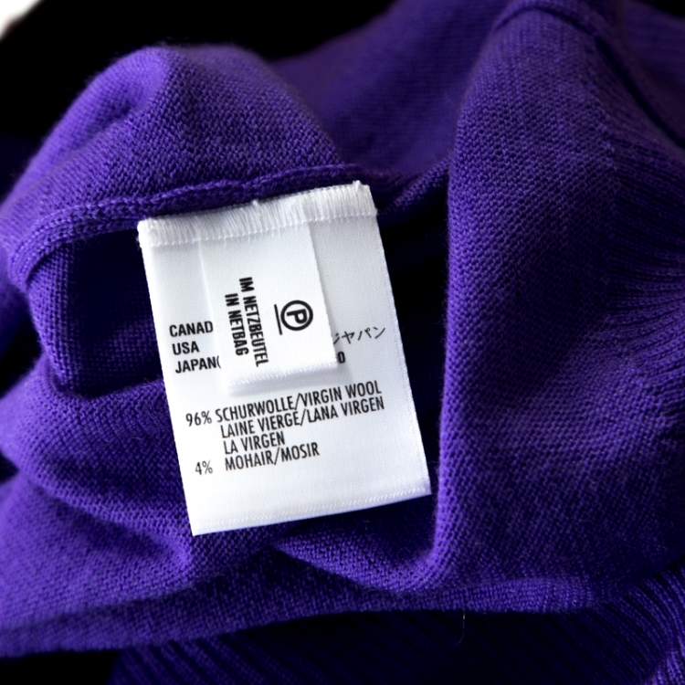 Pre Owned Escada Purple Mohair Wool Ruffle Tiered Detail Button Front Cardigan L