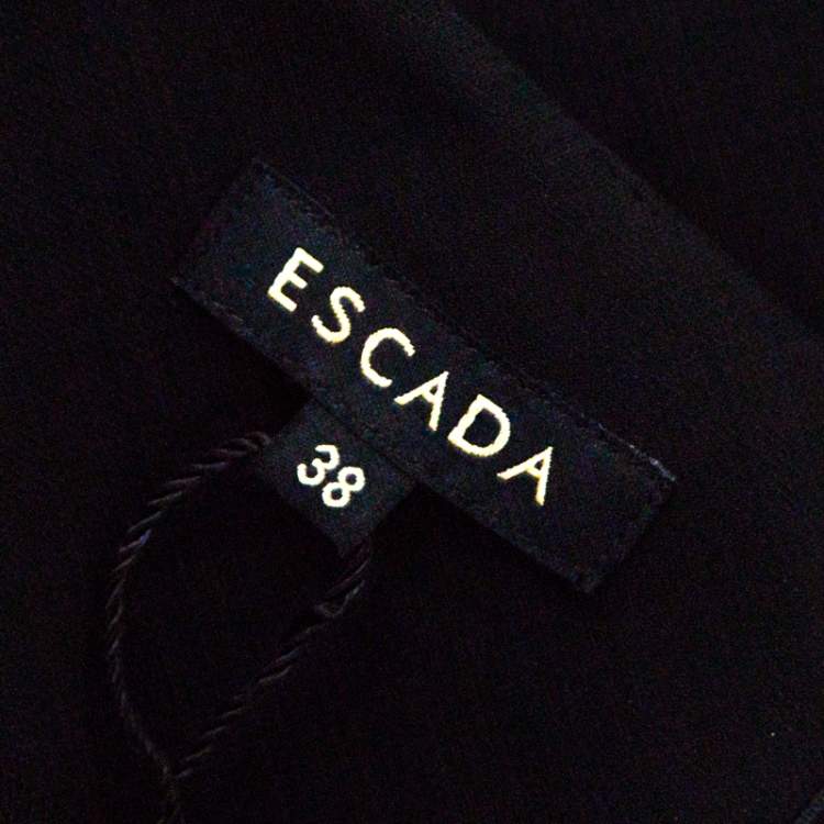 Pre Owned Escada Black Stretch Crepe Pintuck Detail Dinore Sheath Dress M
