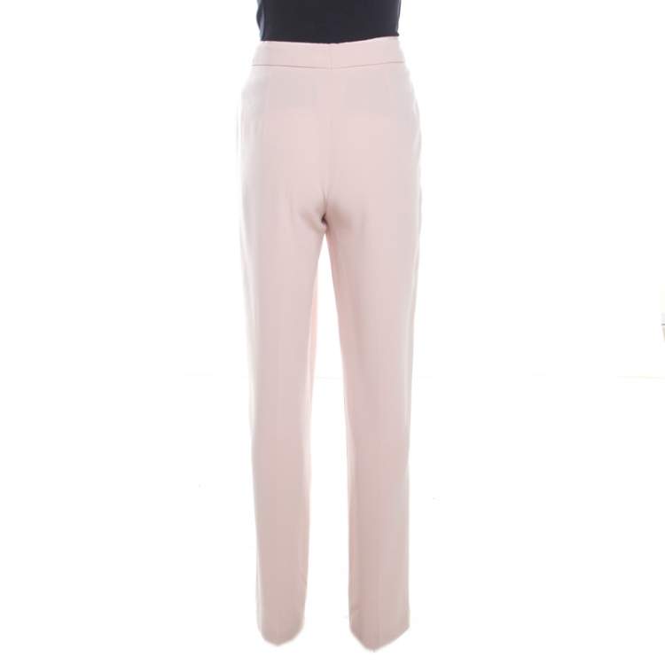 Pre Owned Escada Blush Pink Crepe Straight Leg Tovey Trousers M