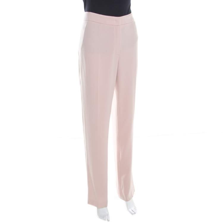 Pre Owned Escada Blush Pink Crepe Straight Leg Tovey Trousers M