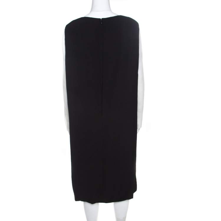 Pre Owned Escada Monochrome Sheer Yoke Detail Long Sleeve Dary Dress L
