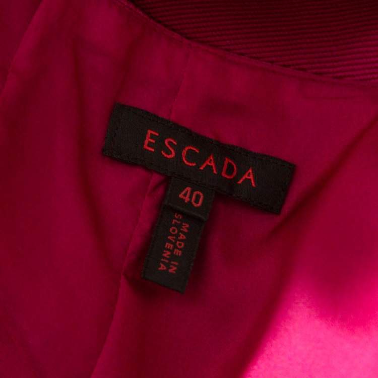 Pre Owned Escada Pink Silk Satin Slit Detail Pencil Skirt L