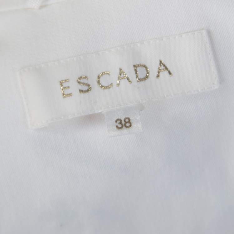 Pre Owned Escada White Denim Floral Embroidered Jacket M 