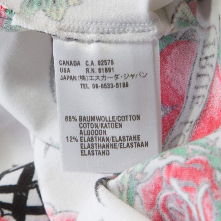 Pre Owned Escada White True Love Print Cotton Sleeveless Top M