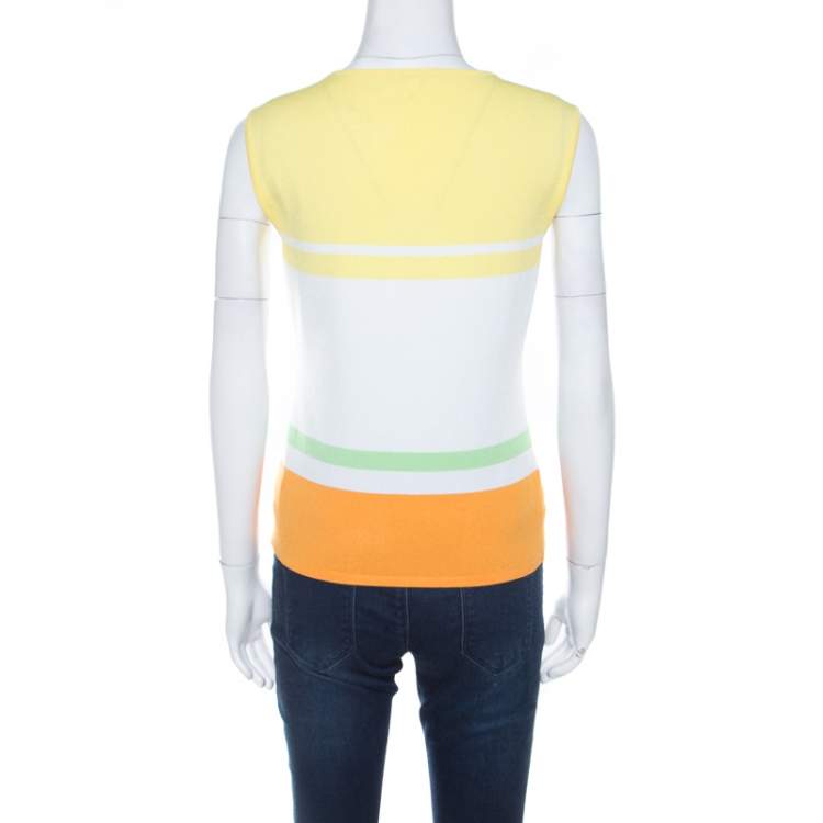 Pre Owned Escada Multi Colour Striped Knit Sleeveless Top M 