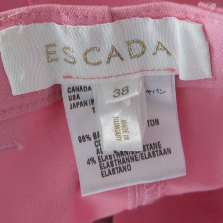 Pre Owned Escada Pink Cotton Denim High Waist Flared Jeans M