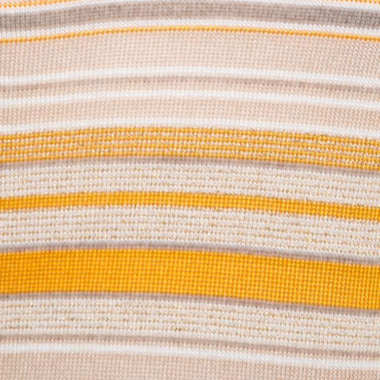 Pre Owned Escada Beige And Orange Stripes Knit Long Sleeve Top L