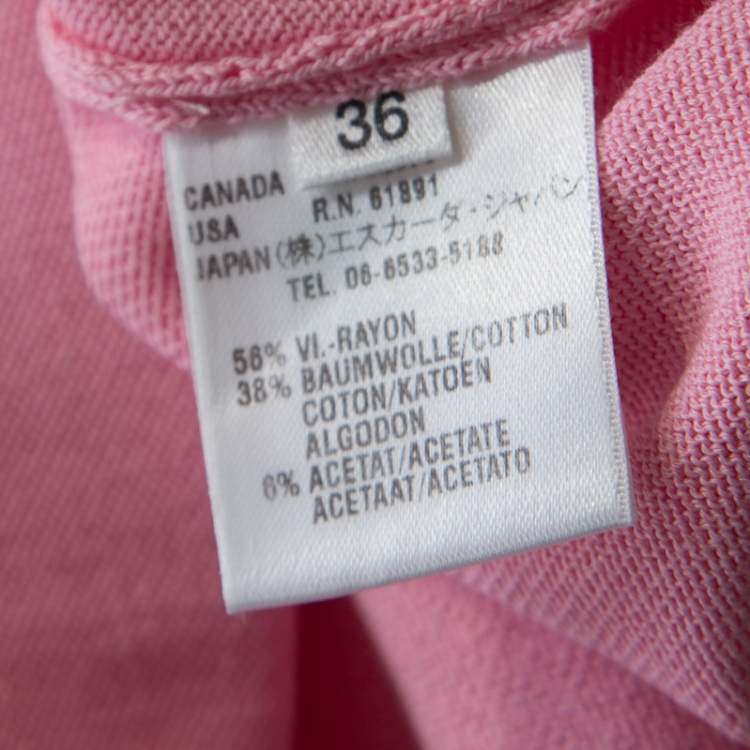 Pre Owned Escada Baby Pink Stretch Knit Sequined Lace Trim Sleeveless Top M