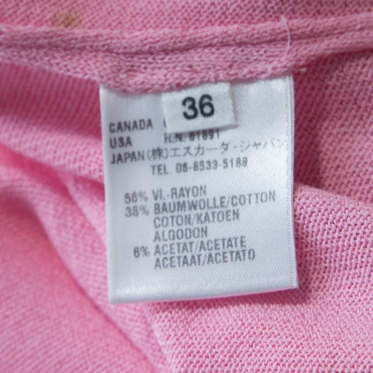مملوكة مسبقًا Escada Pink Knit Sequined Lace Trim Button Front Cardigan M  