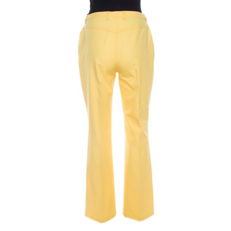 Pre Owned Escada Yellow Cotton Stretch Denim Flared Jeans M 