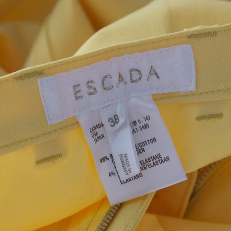 Pre Owned Escada Yellow Cotton Stretch Denim Flared Jeans M 