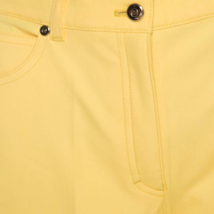 Pre Owned Escada Yellow Cotton Stretch Denim Flared Jeans M 