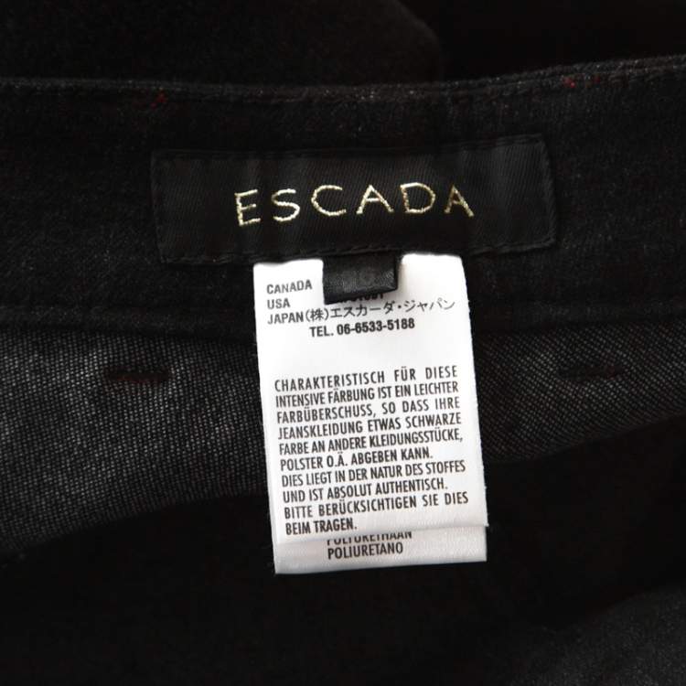 Pre Owned Escada Black Stretch Denim Dragon Embroidered Flared Jeans M 
