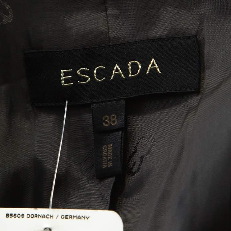 Pre Owned Escada Grey Cashmere Wool Animal Pattern Single Button Blazer M 