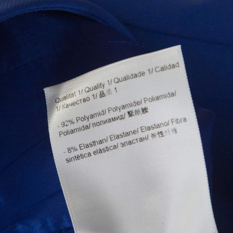Pre Owned Escada Cobalt Blue Stretch Crepe Waist Buckle Detail Tapered Pants XL 