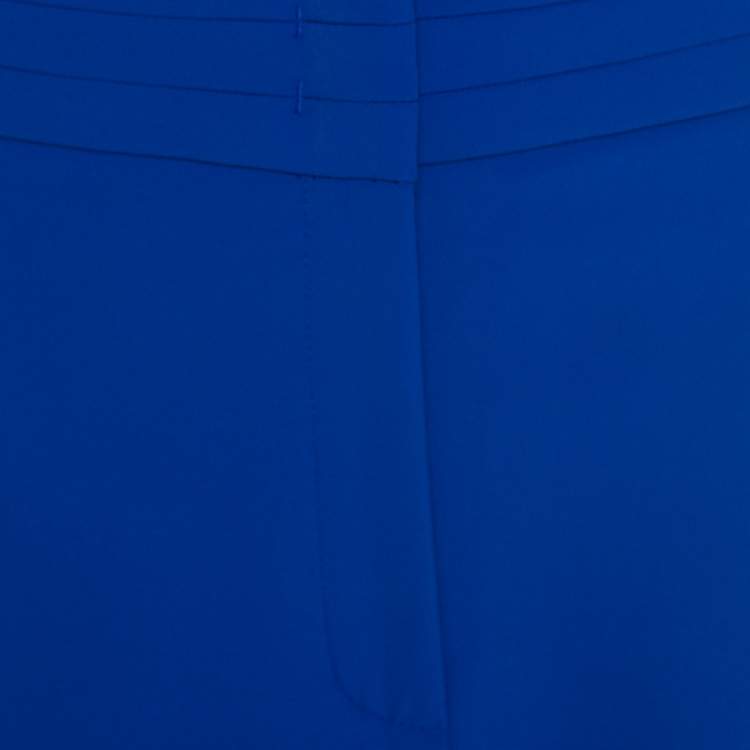 Pre Owned Escada Cobalt Blue Stretch Crepe Waist Buckle Detail Tapered Pants XL 