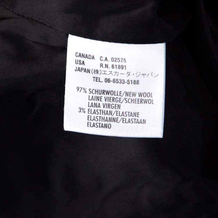 Pre Owned Escada Black Wool Crepe Chain Detail Stand Collar Jacket L 