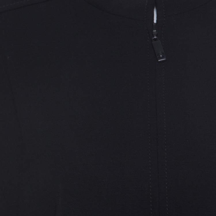 Pre Owned Escada Black Wool Crepe Chain Detail Stand Collar Jacket L 