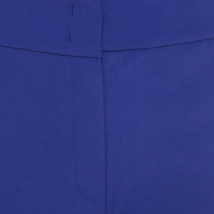 Pre Owned Escada Dark Blue Stretch Crepe Buckle Detail Pants M