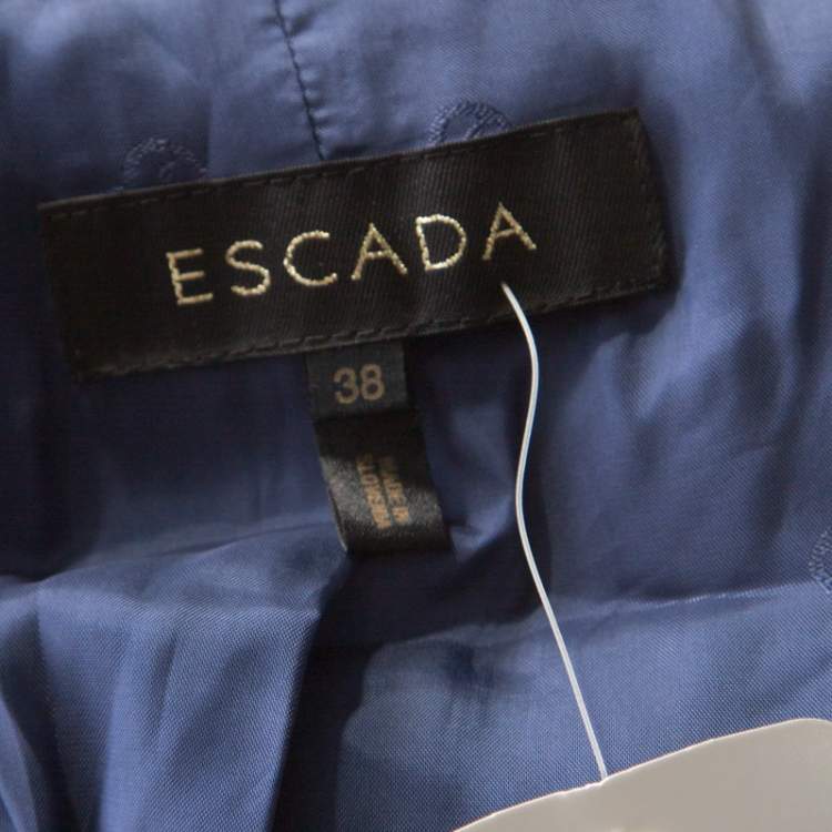 Pre Owned Escada Navy Blue Wool Blend Patchwork Blazer M 