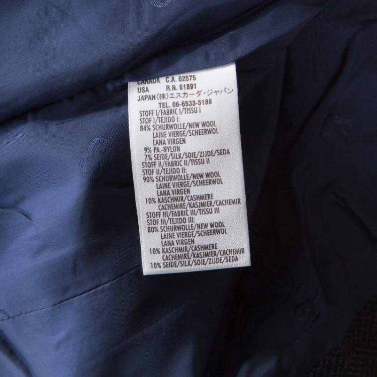 Pre Owned Escada Navy Blue Wool Blend Patchwork Blazer XL 