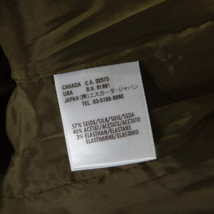 Pre Owned Escada Olive Green Silk Satin Tailored Blazer M 