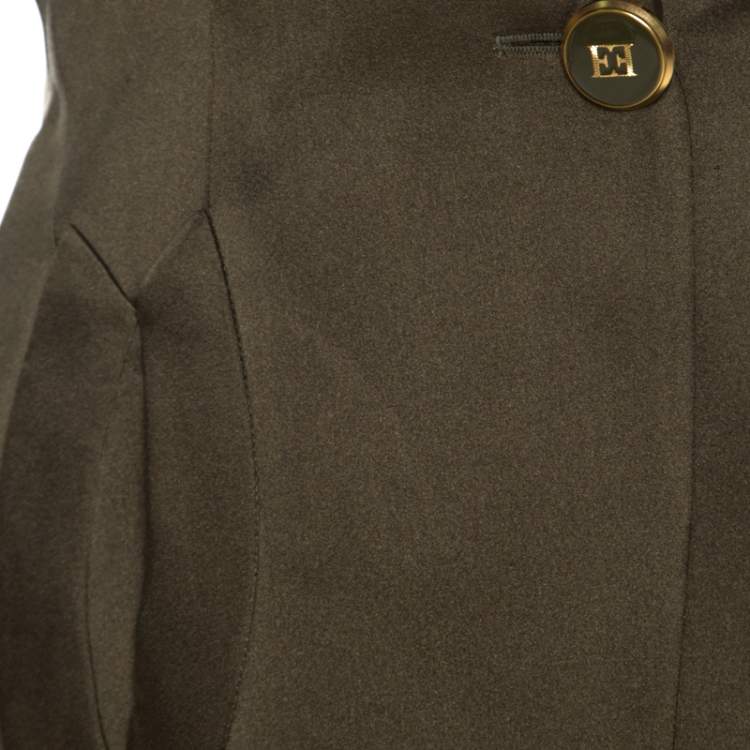 Pre Owned Escada Olive Green Silk Satin Tailored Blazer M 