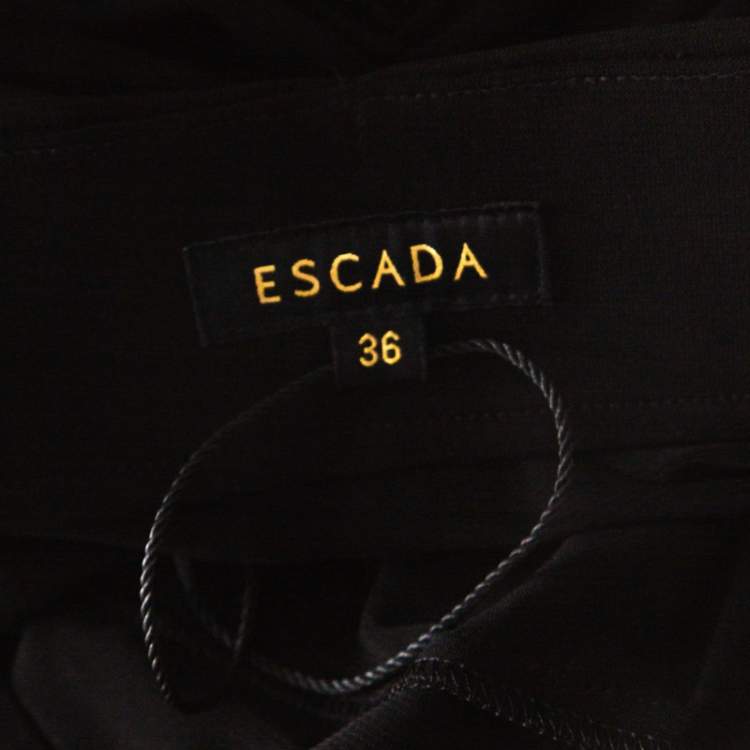 Pre Owned Escada Black Stretch Knit Ruched Braided Detail Edona Skirt M