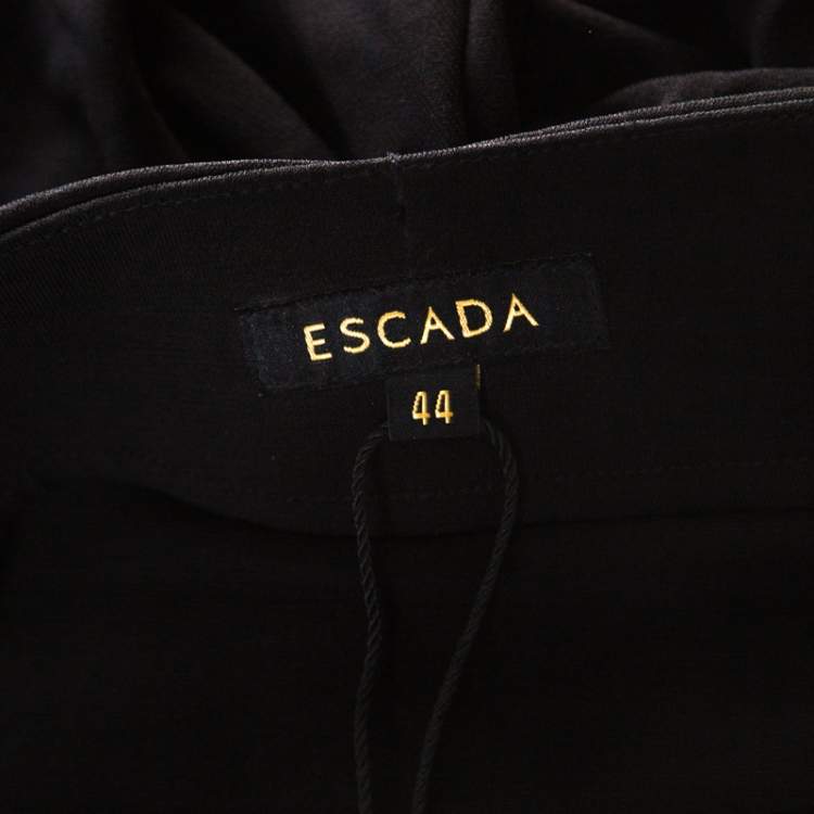 Pre Owned Escada Black Stretch Knit Ruched Braided Detail Edona Skirt XL