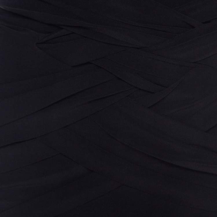 Pre Owned Escada Black Stretch Knit Ruched Braided Detail Edona Skirt XL