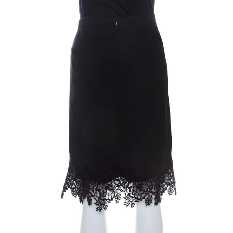 black lace applique skirt