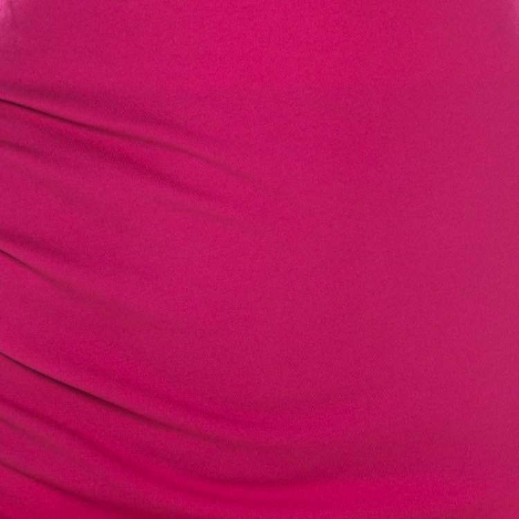 Pre Owned Escada Blossom Pink Knit Gathered Detail Relas Pencil Skirt L