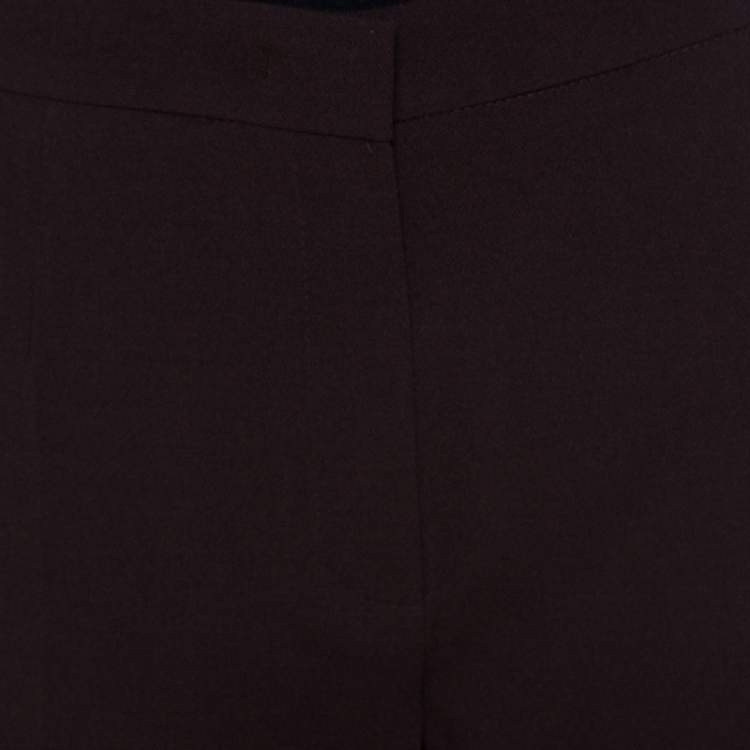 Pre Owned Escada Dark Brown Wool Crepe Wide Leg Trousers S