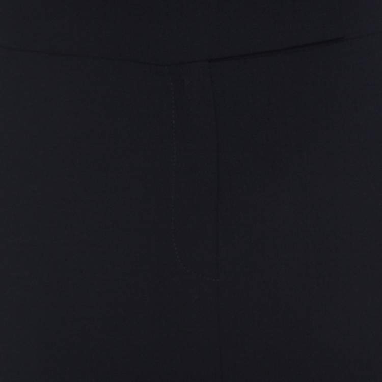 Pre Owned Escada Navy Blue Wool Crepe Front Slit Detail Midi Skirt M