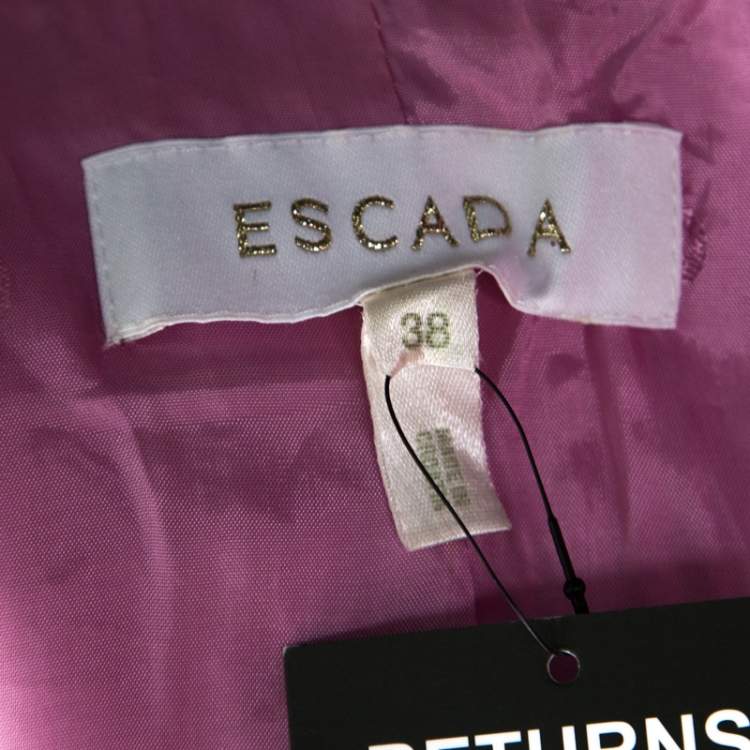 Pre Owned Escada Pink Cotton Basketweave Tailored Skirt Suit Set M