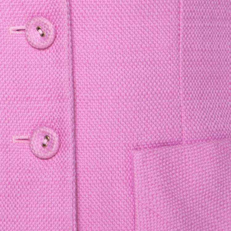 Pre Owned Escada Pink Cotton Basketweave Tailored Skirt Suit Set M