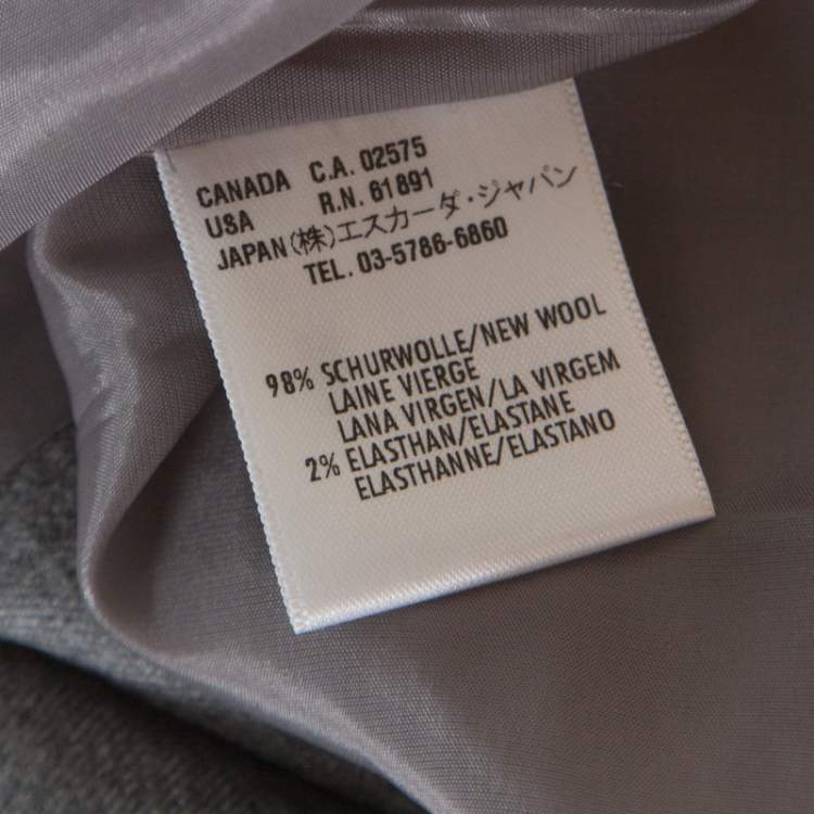 Pre Owned Escada Grey Wool Short Pencil Skirt S