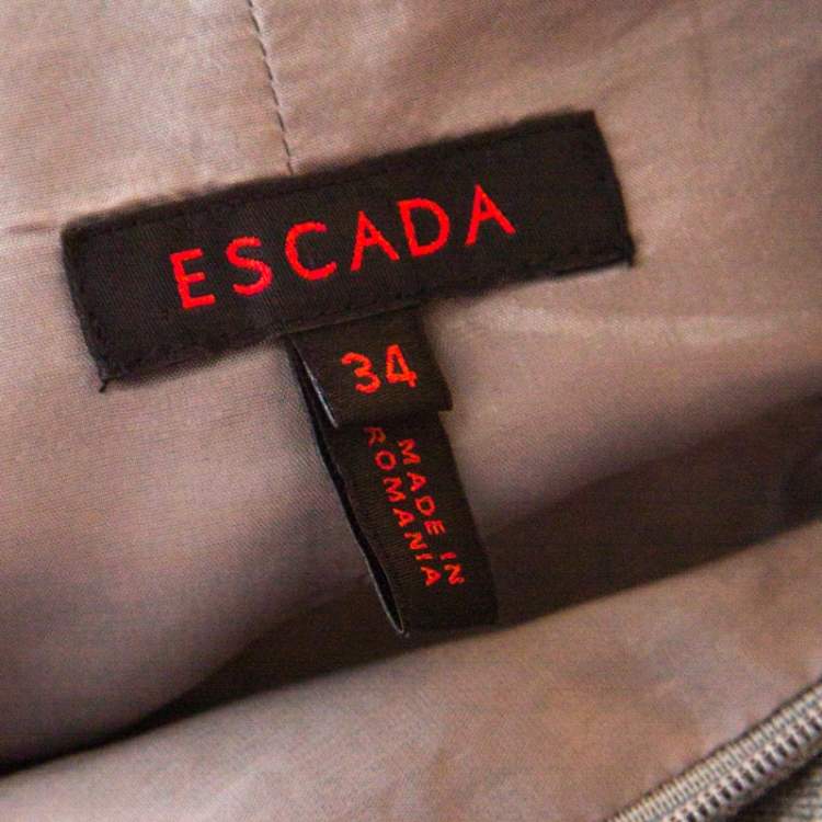 Pre Owned Escada Grey Wool Short Pencil Skirt S