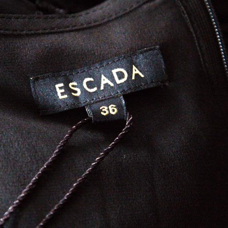 Pre Owned Escada Black Fil Coupé Wrap Front Dorelles Dress M