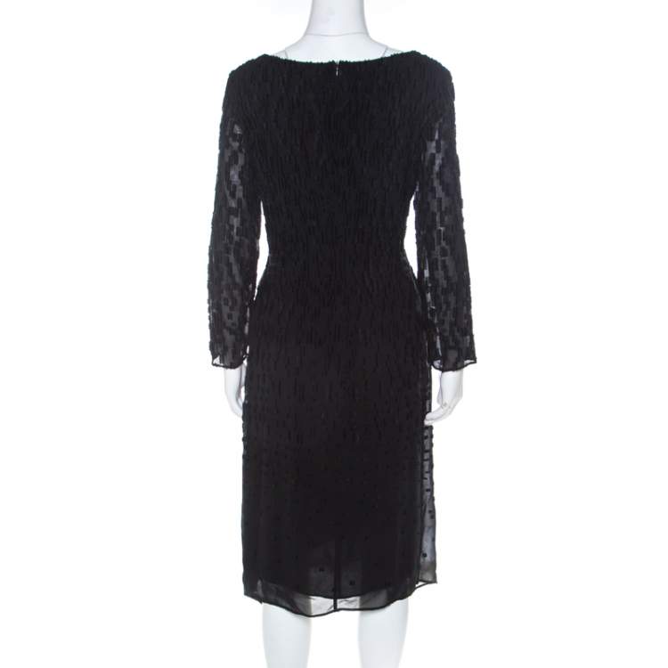 Pre Owned Escada Black Fil Coupé Wrap Front Dorelles Dress M